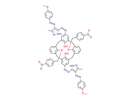 25,27-bis[(4-nitrobenzyloxy)-26,28-dihydroxy-5,17-bis[3'-methyl-4'-(4-methoxyphenylazo)-1'H-pyrazole-5'-ylazo]]calix[4]arene