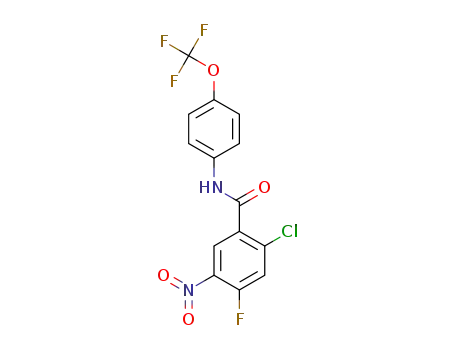Molecular Structure of 1380836-83-8 (N-(4-trifluoromethoxy-phenyl)-2-chloro-4-fluoro-5-nitro-benzoic acid amide)
