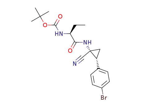 Molecular Structure of 1401625-47-5 (tert-butyl (S)-1-((1R,2R)-2-(4-bromophenyl)-1-cyanocyclopropylamino)-1-oxobutan-2-ylcarbamate)