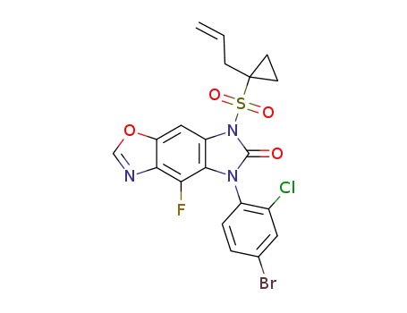 Molecular Structure of 1448441-90-4 (7-((1-allylcyclopropyl)sulfonyl)-4-fluoro-5-(4-bromo-2-chlorophenyl)-5H-imidazo[4',5':4,5]benzo[1,2-d]oxazol-6(7H)-one)