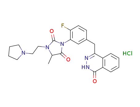 3-(2-fluoro-5-((4-oxo-3,4-dihydrophthalazin-1-yl)methyl)phenyl)-5-methyl-1-(2-(pyrrolidin-1-yl)ethyl)imidazolidine-2,4-dione hydrochloride