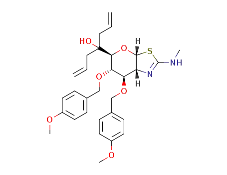 4-((3aR,5S,6S,7R,7aR)-6,7-bis(4-methoxybenzyloxy)-2-(methylamino)-5,6,7,7a-tetrahydro-3aH-pyrano[3,2-d]thiazol-5-yl)hepta-1,6-dien-4-ol