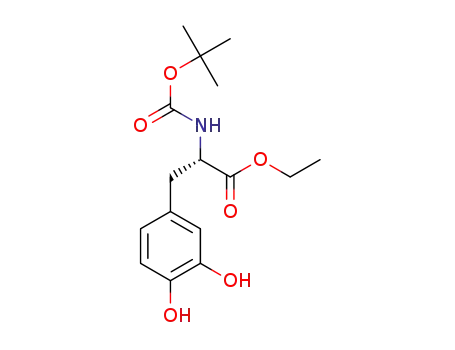 Molecular Structure of 1313214-06-0 (N-(tert-butoxycarbonyl)-3,4-(dihydroxy)-L-phenylalanine ethyl ester)