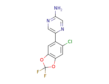 Molecular Structure of 1345119-36-9 (5-(6-chloro-2,2-difluorobenzo[d][1,3]dioxol-5-yl)pyrazin-2-amine)