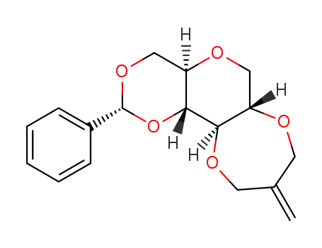 Molecular Structure of 1263386-76-0 (1,5-anhydro-4,6-O-(R)-benzylidene-2,3-O-(2-methylidene-1,3-propylene)-D-glucitol)