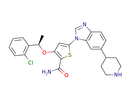 3-{[(1R)-1-(2-chlorophenyl)ethyl]oxy}-5-[6-(4-piperidinyl)-1H-benzimidazol-1-yl]-2-thiophenecarboxamide