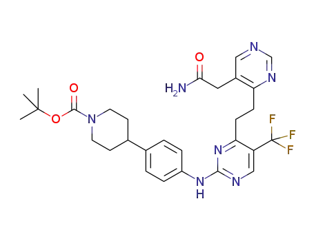 tert-butyl 4-(4-((4-(2-(5-(2-amino-2-oxoethyl)pyrimidin-4-yl)ethyl)-5-(trifluoromethyl)pyrimidin-2-yl)amino)phenyl)piperidine-1-carboxylate