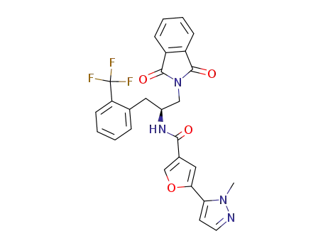 N-((1S)-2-(1,3-dioxo-1,3-dihydro-2H-isoindol-2-yl)-1-{[2-(trifluoromethyl)phenyl]methyl}ethyl)-5-(1-methyl-1H-pyrazol-5-yl)-3-furancarboxamide