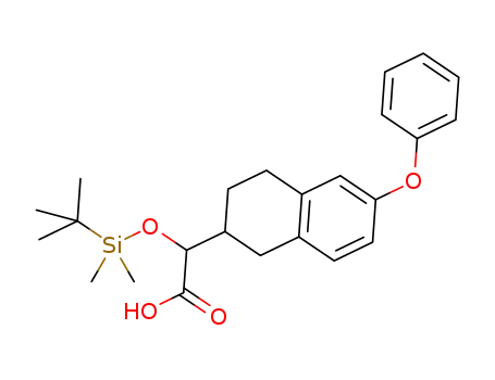 Molecular Structure of 1289564-52-8 (2-(tert-butyldimethylsilyloxy)-2-(6-phenoxy-1,2,3,4-tetrahydronaphthalen-2-yl)acetic acid)