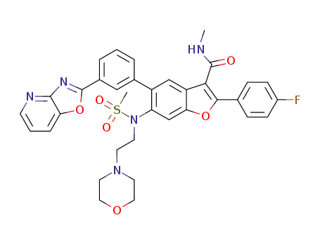 2-(4-fluorophenyl)-N-methyl-6-(N-(2-morpholinoethyl)methylsulfonamido)-5-(3-(oxazolo[4,5-b]pyridine-2-yl)phenyl)benzofuran-3-carboxamide