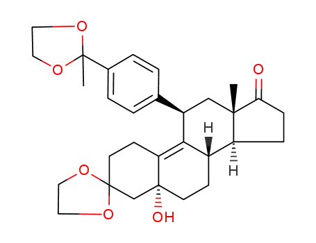 3,3-ethylenedioxy-5α-hydroxy-11β-{4'-[1',1'-(ethylenedioxy)-ethyl]phenyl}-estr-9-ene-17-one