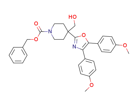 Molecular Structure of 951744-84-6 (1-benzyloxycarbonyl-4-(4,5-bis(4-methoxyphenyl)oxazol-2-yl)-4-hydroxymethylpiperidine)