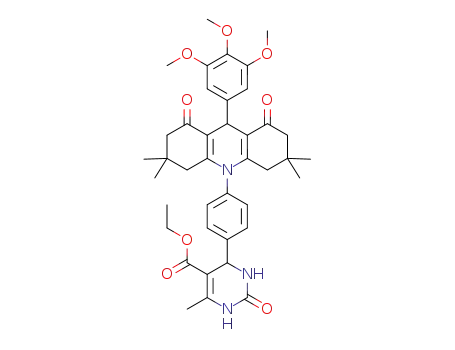 Molecular Structure of 1427288-13-8 (ethyl-1,2,3,4-tetrahydro-4-(4-(1,2,3,4,5,6,7,8-octahydro-9-(3,4,5-trimethoxyphenyl)-3,3,6,6-tetramethyl-1,8-dioxoacridin-10(9H)-yl)phenyl)-6-methyl-2-oxopyrimidine-5-carboxylate)