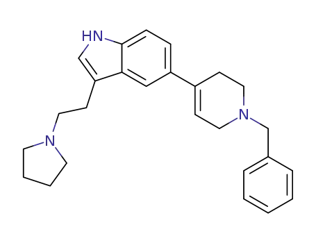Molecular Structure of 208464-62-4 (5-(1-aza-1-benzylcyclohex-3-en-4-yl)-3-(2-pyrrolidinylethyl)-1H-indole)