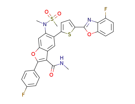 5-(5-(4-fluorobenzo[d]oxazol-2-yl)thiophen-2-yl)-2-(4-fluorophenyl)-N-methyl-6-(N-methylmethylsulfonamido)benzofuran-3-carboxamide