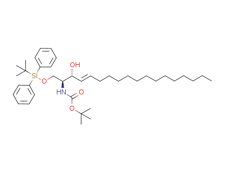 Molecular Structure of 172213-38-6 ((2S,3R,E)-1-(tert-butyldiphenylsilyloxy)-2-(N-tertbutyloxycarbonyl)aminooctadec-4-en-3-ol)
