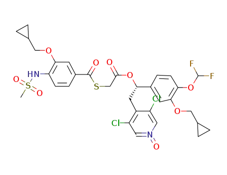 (S)-3,5-dichloro-4-(2-(3-(cyclopropylmethoxy)-4-(difluoromethoxy)phenyl)-2-(2-(3-(cyclopropylmethoxy)-4-(methylsulfonamido)-benzoylthio)acetoxy)ethyl)pyridine 1-oxide