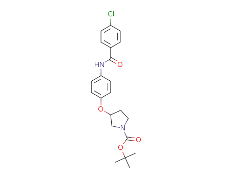 Molecular Structure of 1312565-47-1 ((RS)-3-[4-(4-chloro-benzoylamino)-phenoxy]-pyrrolidine-1-carboxylic acid tert-butyl ester)