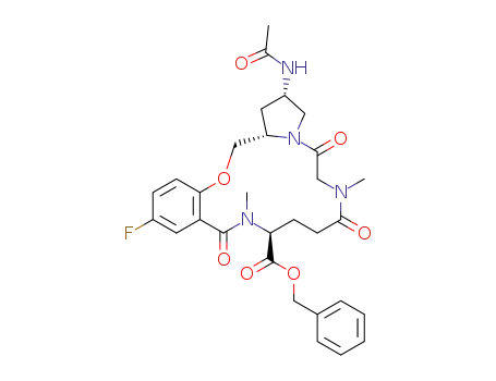 benzyl (2S,11S,19aS)-2-(acetylamino)-15-fluoro-7,12-dimethyl-5,8,13-trioxo-2,3,6,7,8,9,10,11,12,13,19,19a-dodecahydro-1H,5H-pyrrolo[2,1-c][1,4,7,12]benzoxatriazacyclopentadecine-11-carboxylate