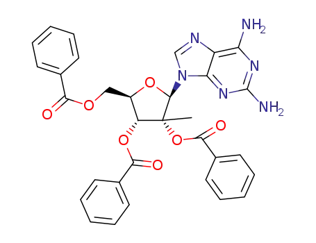 Molecular Structure of 1412427-05-4 (2,6-DiaMinopurine -9-beta-D-(2',3',5'-tri-O-benzoyl-2'-C-Methyl) riboside)