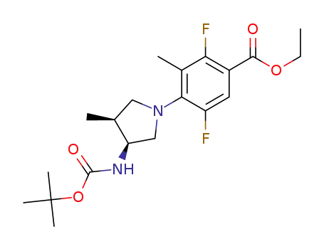 Molecular Structure of 869956-22-9 (ethyl 4-[(3S,4S)-3-(tert-butoxycarbonyl)amino-4-methylpyrrolidin-1-yl]-2,5-difluoro-3-methylbenzoate)