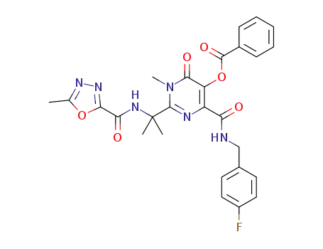 4-((4-fluorobenzyl)carbamoyl)-1-methyl-2-(2-((5-methyl-1,3,4-oxadiazol-2-yl)carboxamido)propan-2-yl)-6-oxo-1,6-dihydropyrimidin-5-yl benzoate