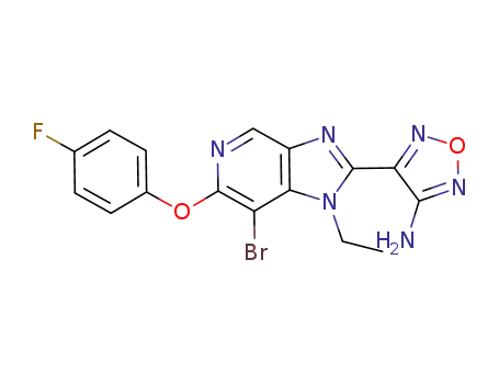 Molecular Structure of 850180-88-0 (1,2,5-Oxadiazol-3-amine,
4-[7-bromo-1-ethyl-6-(4-fluorophenoxy)-1H-imidazo[4,5-c]pyridin-2-yl]-)