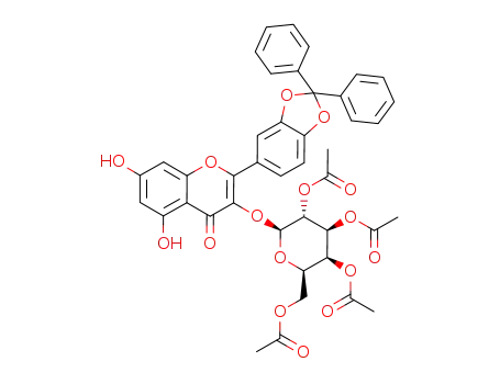 Molecular Structure of 742062-20-0 (2-(2,2-diphenylbenzo[d][1,3]dioxol-5-yl)-5,7-dihydroxy-3-(2,3,4,6-tetraacetyl-β-D-galactopyranosyl)-4H-chromen-4-one)