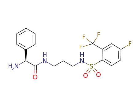 Molecular Structure of 878798-91-5 ((2S)-2-amino-N-[3-({[4-fluoro-2-(trifluoromethyl)phenyl]sulfonyl}amino)propyl]-2-phenylethanamide)