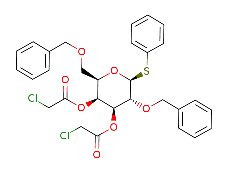 Molecular Structure of 1400562-30-2 (phenyl 2,6-di-O-benzyl-3,4-di-O-chloroacetyl-1-thio-β-D-galactopyranoside)