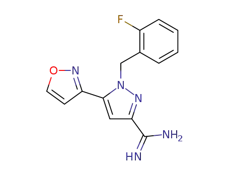Molecular Structure of 1354044-23-7 (1-(2-fluorobenzyl)-5-(isoxazol-3-yl)-1H-pyrazole-3-carboximidamide)