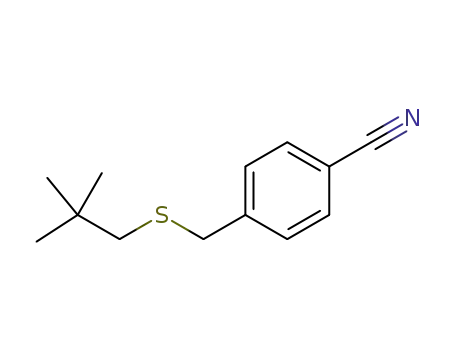 Molecular Structure of 928649-57-4 (Benzonitrile, 4-[[(2,2-dimethylpropyl)thio]methyl]-)