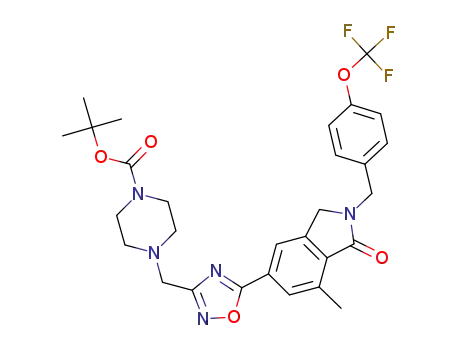 1-Piperazinecarboxylic acid,
4-[[5-[2,3-dihydro-7-methyl-1-oxo-2-[[4-(trifluoromethoxy)phenyl]methyl]-
1H-isoindol-5-yl]-1,2,4-oxadiazol-3-yl]methyl]-, 1,1-dimethylethyl ester