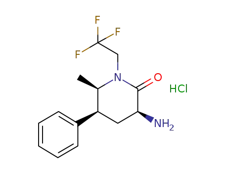 Molecular Structure of 1375470-88-4 ((3S,5S,6R)-3-amino-6-methyl-5-phenyl-1-(2,2,2-trifluoroethyl)piperidin-2-one hydrochloride)