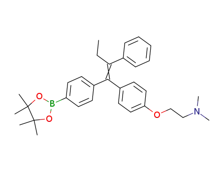Molecular Structure of 1370699-81-2 (N,N-dimethyl-2-(4-(2-phenyl-1-(4-(4,4,5,5-tetramethyl-1,3,2-dioxaborolan-2-yl)phenyl)but-1-en-1-yl)phenoxy)ethanamine)