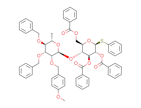 phenyl [3,4-di-O-benzyl-2-O-(p-methoxybenzyl)-α-L-rhamnopyranosyl]-(1→3)-2,3,6-tri-benzoyl-1-thio-β-D-glucopyranoside