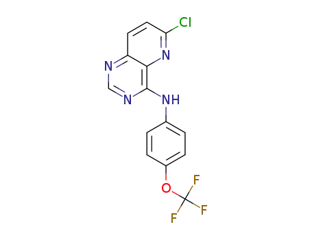 Molecular Structure of 1400668-23-6 (6-chloro-N-(4-(trifluoromethoxy)phenyl)pyrido[3,2-d]pyrimidin-4-amine)