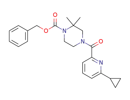 Molecular Structure of 1443758-98-2 (4-(6-cyclopropyl-pyridine-2-carbonyl)-2,2-dimethyl-piperazine-1-carboxylic acid benzyl ester)