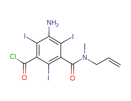 Molecular Structure of 946506-01-0 (3-(allyl-methyl-carbamoyl)-5-amino-2,4,6-triiodo-benzoyl chloride)