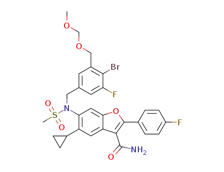 6-[{[4-bromo-3-fluoro-5-({[(methyloxy)methyl]oxy}methyl)phenyl]methyl}(methylsulfonyl)amino]-5-cyclopropyl-2-(4-fluorophenyl)-1-benzofuran-3-carboxamide
