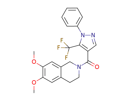 Molecular Structure of 1044873-10-0 (N-(4-phenyl-5-(trifluoromethyl)-1H-pyrazol-4-oyl)-6,7-dimethoxy-1,2,3,4-tetrahydroisoquinoline)