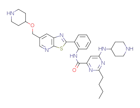 2-butyl-6-(piperidin-4-ylamino)-N-(2-(6-((piperidin-4-yloxy)methyl)thiazolo[5,4-b]pyridin-2-yl)phenyl)pyrimidine-4-carboxamide