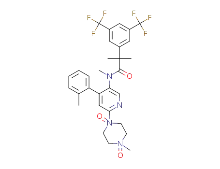Molecular Structure of 1431216-61-3 (1-(5-(2-(3,5-bis(trifluoromethyl)phenyl)-N,2-dimethylpropanamido)-4-(o-tolyl)pyridin-2-yl)-4-methylpiperazine 1,4-dioxide)