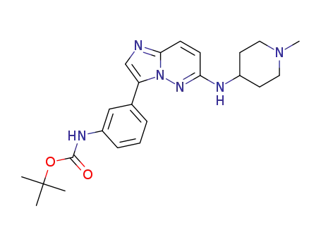 Molecular Structure of 1330596-00-3 ({3-[6-(1-methylpiperidin-4-ylamino)imidazo[1,2-b]pyridazin-3-yl]phenyl}carbamic acid tert-butyl ester)