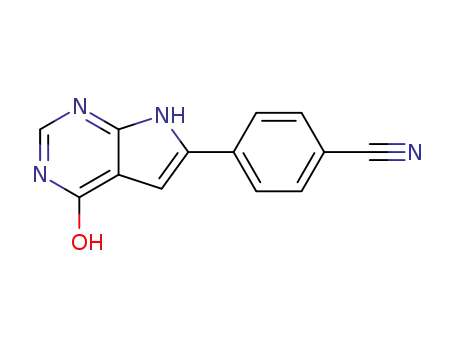 Molecular Structure of 497841-34-6 (Benzonitrile, 4-(4,7-dihydro-4-oxo-1H-pyrrolo[2,3-d]pyrimidin-6-yl)-)