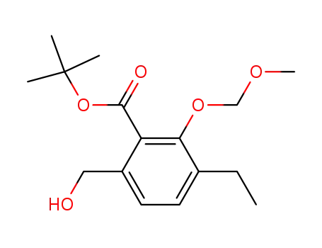 Molecular Structure of 873005-73-3 (Benzoic acid, 3-ethyl-6-(hydroxymethyl)-2-(methoxymethoxy)-,
1,1-dimethylethyl ester)