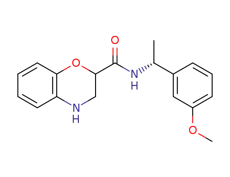 Molecular Structure of 1400984-80-6 (N-((R)-1-(3-methoxyphenyl)ethyl)-3,4-dihydro-2H-benzo[b][1,4]oxazine-2-carboxamide)