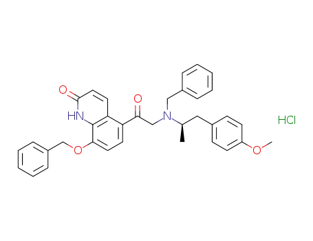 5-[[[(1R)-2-(4-methoxyphenyl)-1-methylethyl](phenylmethyl)amino]acetyl]-8-(phenylmethoxy)-(1H)-quinolin-2-one monohydrochloride