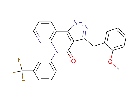 4H-Pyrazolo[4,3-c][1,8]naphthyridin-4-one,
1,5-dihydro-3-[(2-methoxyphenyl)methyl]-5-[3-(trifluoromethyl)phenyl]-