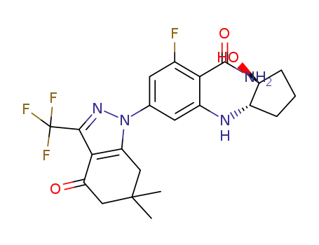 4-(6,6-dimethyl-4-oxo-3-(trifluoromethyl)-4,5,6,7-tetrahydro-1H-indazol-1-yl)-2-fluoro-6-((1S,2S)-2-hydroxycyclopentylamino)benzamide